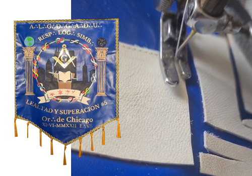 Estandarte en piel pintada a mano